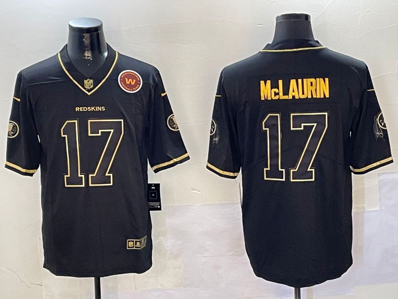Men Washington Redskins #17 Mclaurin Black Gold Throwback 2024 Nike Limited NFL Jersey style 2->washington redskins->NFL Jersey